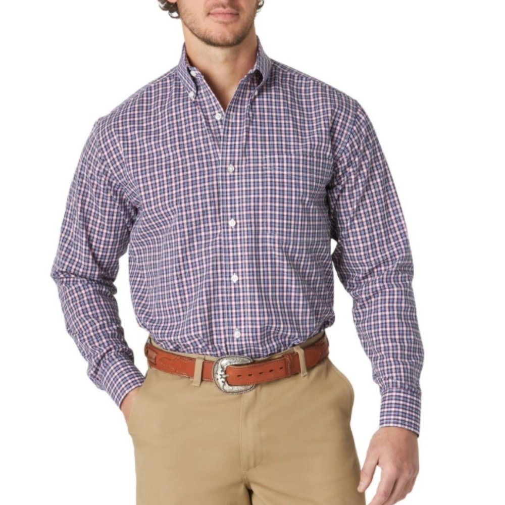 J Crew Long Sleeve Blue White Plaid Button Up Men's Casual Dress Shirt
